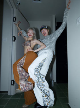 HoneYmoon原创街舞树枝拼接撞色透气速干裤不粘腿荭荭驴子同款