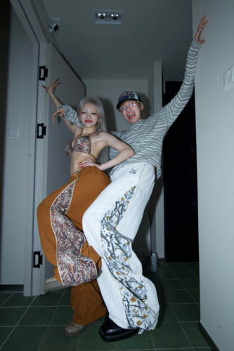 HoneYmoon原创街舞树枝拼接撞色透气速干裤不粘腿荭荭驴子同款