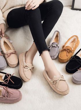 豆豆鞋女冬加绒2025新款韩版懒人雪地靴保暖平底休闲韩版棉瓢鞋子