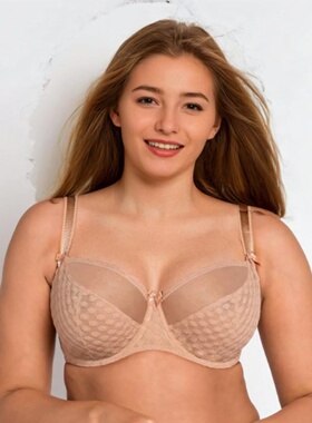 #801夏天超薄网纱大杯文胸有钢圈上托大胸显小内衣808590EFGHIJKL