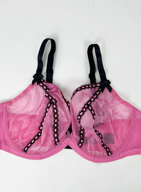 717欧美大杯大码文胸有钢圈超薄上托胖妹粉色显小内衣85-115DEFGH