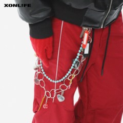 XONLIFE*LASALUSE日记谱原石裤链原创绿松石vibe配饰复古长裤挂饰