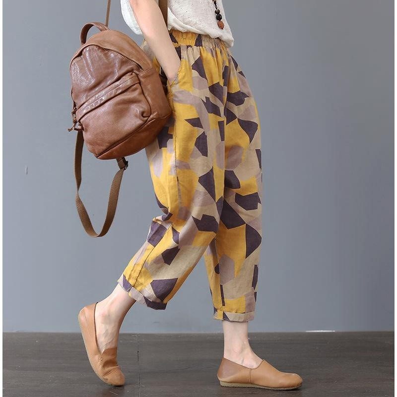 文艺复古哈伦裤2019新款大码女裤做旧宽松显瘦印花九分棉麻休闲裤|msdalam kategori Pakaian Lelaki, seluar jeans - dari Buy2taobao.com untuk memberikan perkhidmatan ejen Taobao profesional membeli