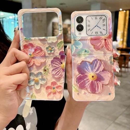 适用华为novaFlip手机壳nova保护套PSD一AL00油画花朵PSDAL折叠屏noveflip外壳filp新款Novafilp闪粉水钻Flip