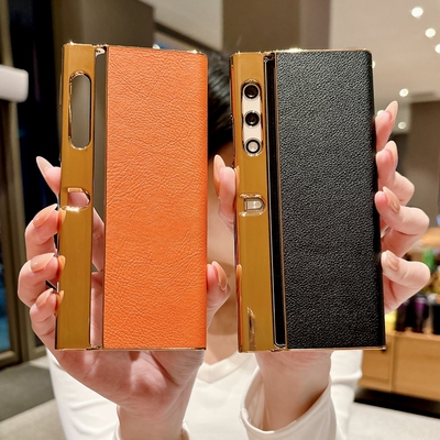 适用华为荣耀VPurse手机壳新款VCA一AN00折叠屏vperse保护套honor电镀荔枝纹vpures奢华外壳v purse皮质vpurs