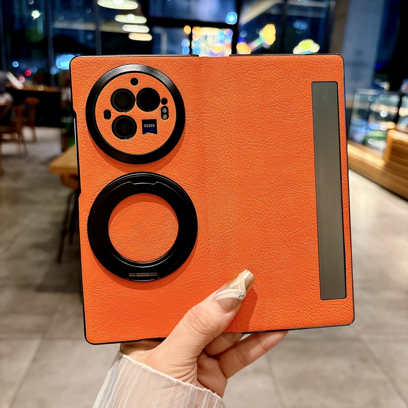 适用VivoXFold3手机壳Vivo X Fold3折叠屏360旋转支架XFold3pro翻盖皮套V2303A全包防摔2337荔枝纹Xflod3外壳