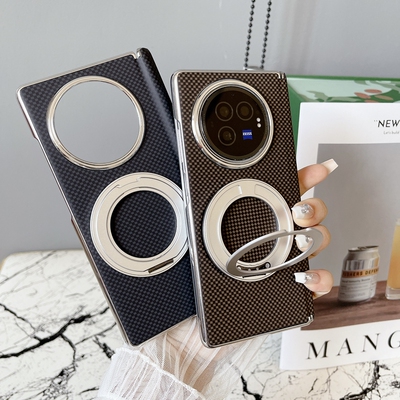 适用VivoXFold3手机壳Vivo X Fold3折叠屏360旋转支架XFold3pro电镀V2303A中轴磁吸2337凯夫拉纹Xflod3后外壳