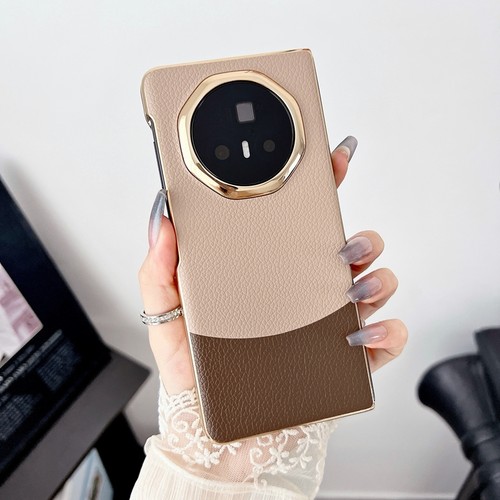 适用华为荣耀MagicV3手机壳新款magic V3时尚皮革FCP一AN10折叠屏honor荔枝纹外壳maigcv三代mgaicv3拼接撞色