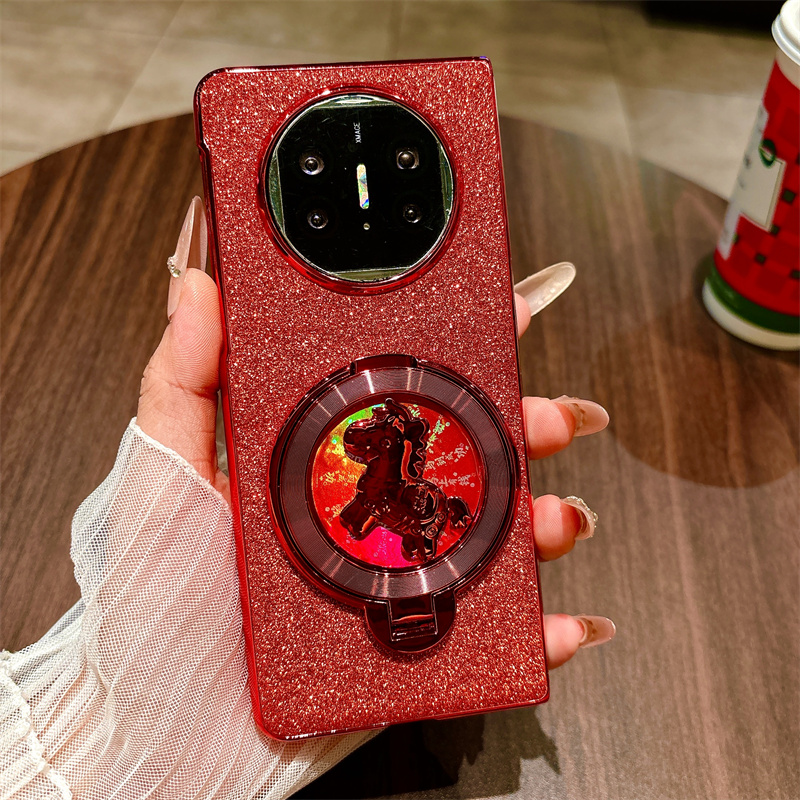 适用华为mateX5手机壳ALT一AL10折叠屏mate x3典藏版保护套metax解压转盘X3魅特mtx红色matax闪粉mx支架ALTAL