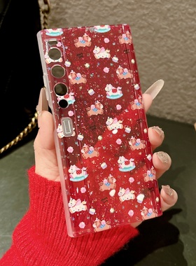 适用华为matexs2手机壳xs2折叠屏mate卡通红色闪粉matex2s保护套mtxs2小马metexs2典藏版外壳PAL一AL00新年款