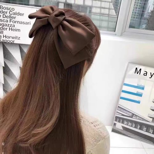 韩国绸缎超大蝴蝶结弹簧夹发夹