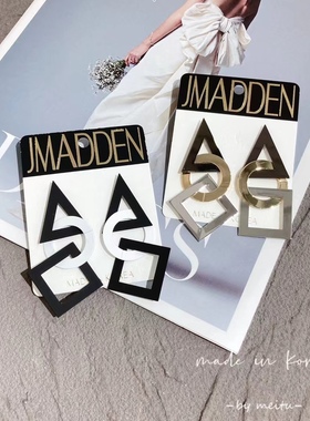 韩国东大门代购新款欧美几何夸张个性气质长款拼色耳环耳坠耳饰潮