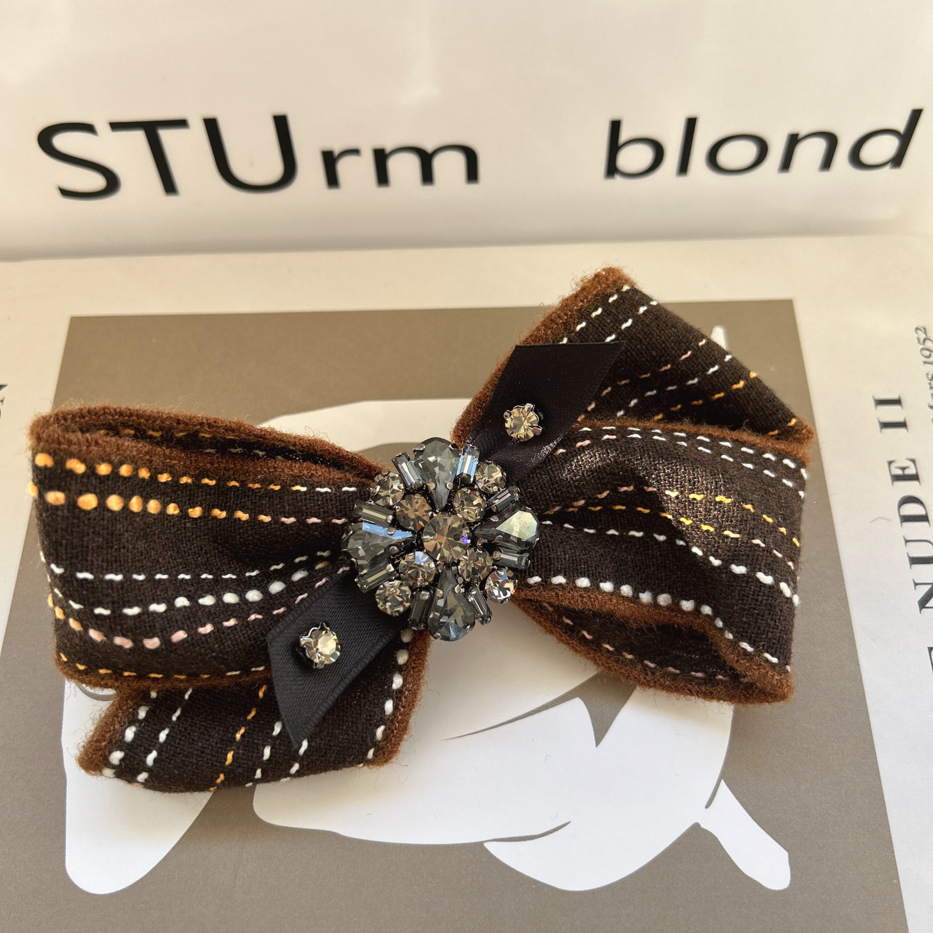 韩国新款布艺条纹圆形水钻蝴蝶结高级感气质小众弹簧夹发夹头花女,饰品/流行首饰/时尚饰品新,发饰,淘宝优惠券,粉丝福利购,淘宝优惠卷