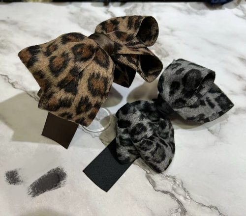 韩国2025年秋冬新款发饰豹纹蝴蝶结韩系小众高马尾香蕉夹竖夹发夹