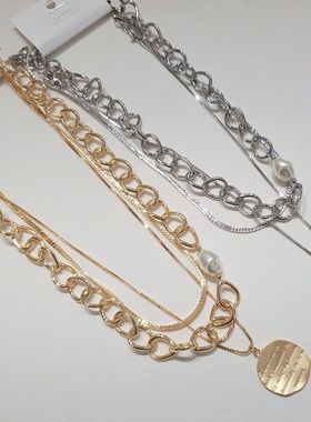 韩国高档圆牌多层欧美小众毛衣链