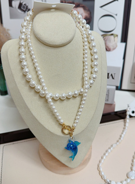 小海豚珍珠双层ins个性项链