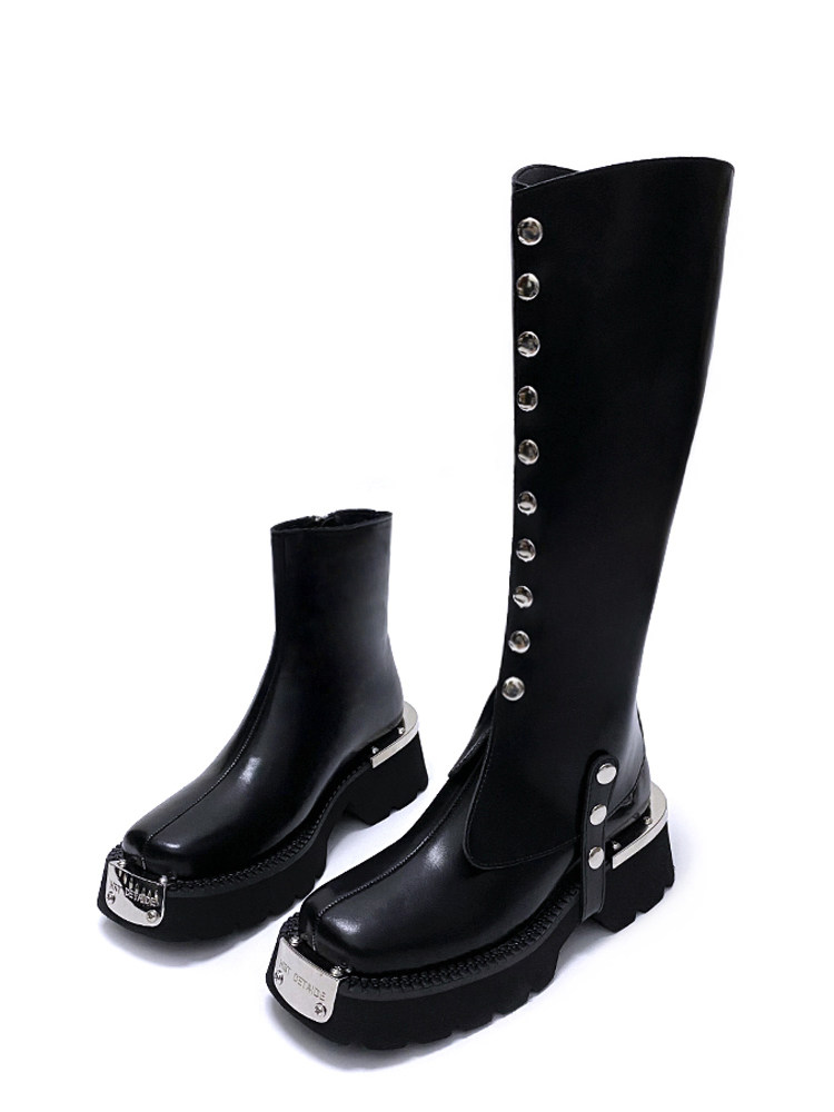 틈새 디자인 여성 부츠 2023 가을 겨울 새로운 굴뚝 부츠 탈부착 가능한 부츠 커버가 있는 두꺼운 밑창 사각형 발가락 첼시 짧은 부츠