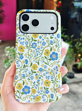 苹果iPhone17PRO MAX 16 15 14 12 手机壳硅胶保护套防摔软硬2合一可爱女孩粉白色小清新苹果手机壳花朵图案