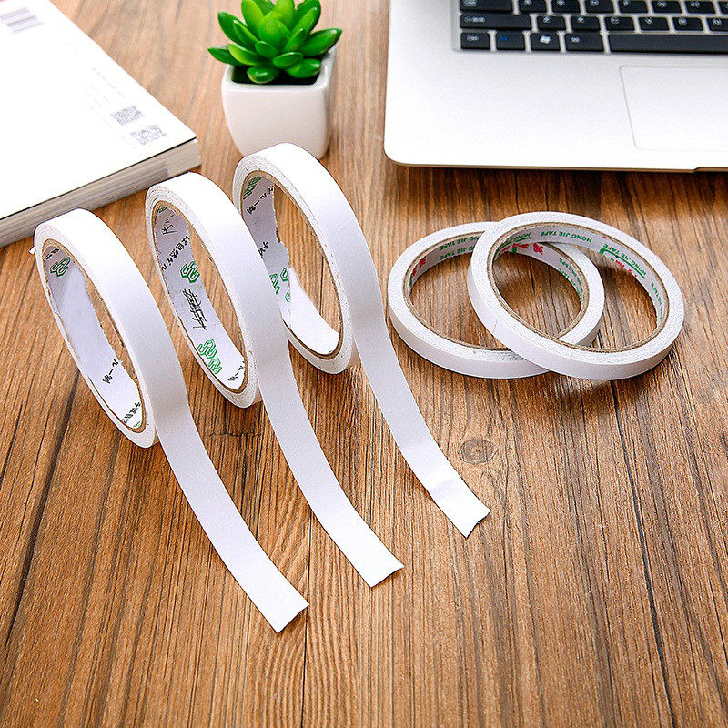 无痕双面胶带不留可撕细条儿童手工学生用透明高粘度强力泡沫白色