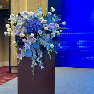演讲台花主持司仪台花签到花年会桌花粉色系宴会庆典商务会议立式