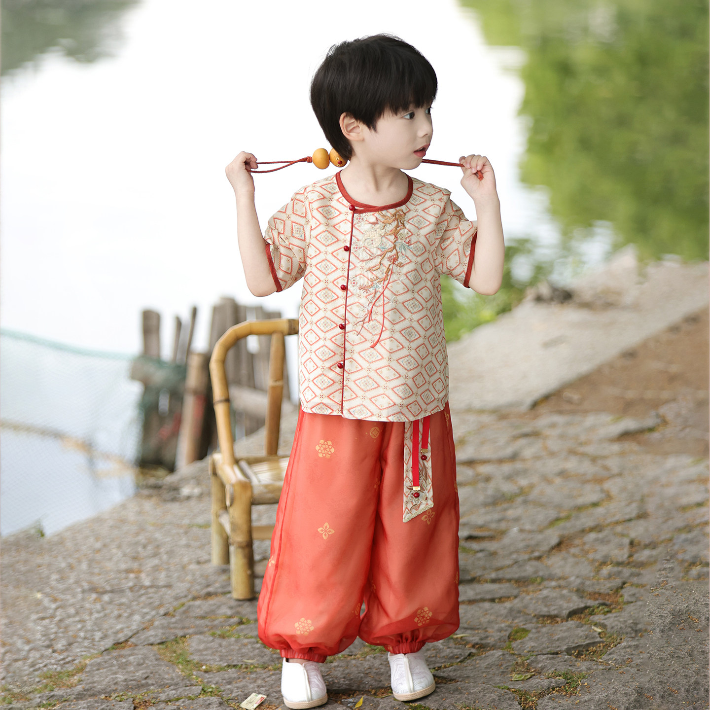 男童汉服2026夏款小男孩新中式古风圆领袍套装儿童古装表演服唐装