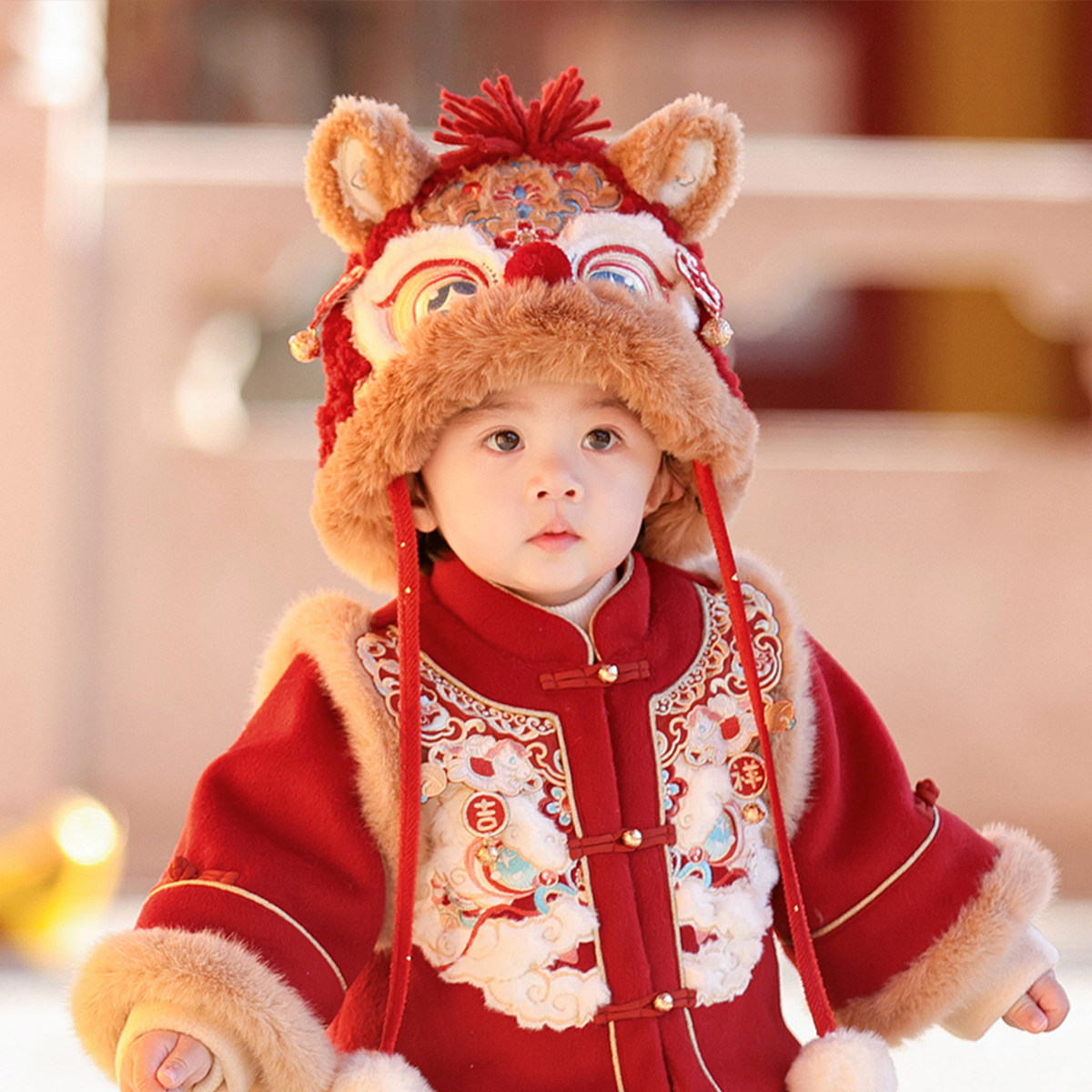 男宝宝新年虎头帽男童汉服搭配周岁服男孩龙头帽手工刺绣加厚帽子,童装/婴儿装/亲子装,帽子,淘宝优惠券,粉丝福利购,淘宝优惠卷