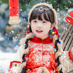 汉服女童头饰发髻敦煌飞天西域风发饰小女孩超仙古风盘发国风发带