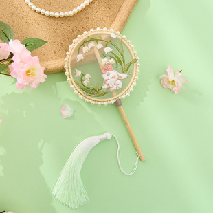 古风扇子刺绣绣花长短柄儿童成人团扇搭配汉服旗袍舞蹈走秀拍照扇