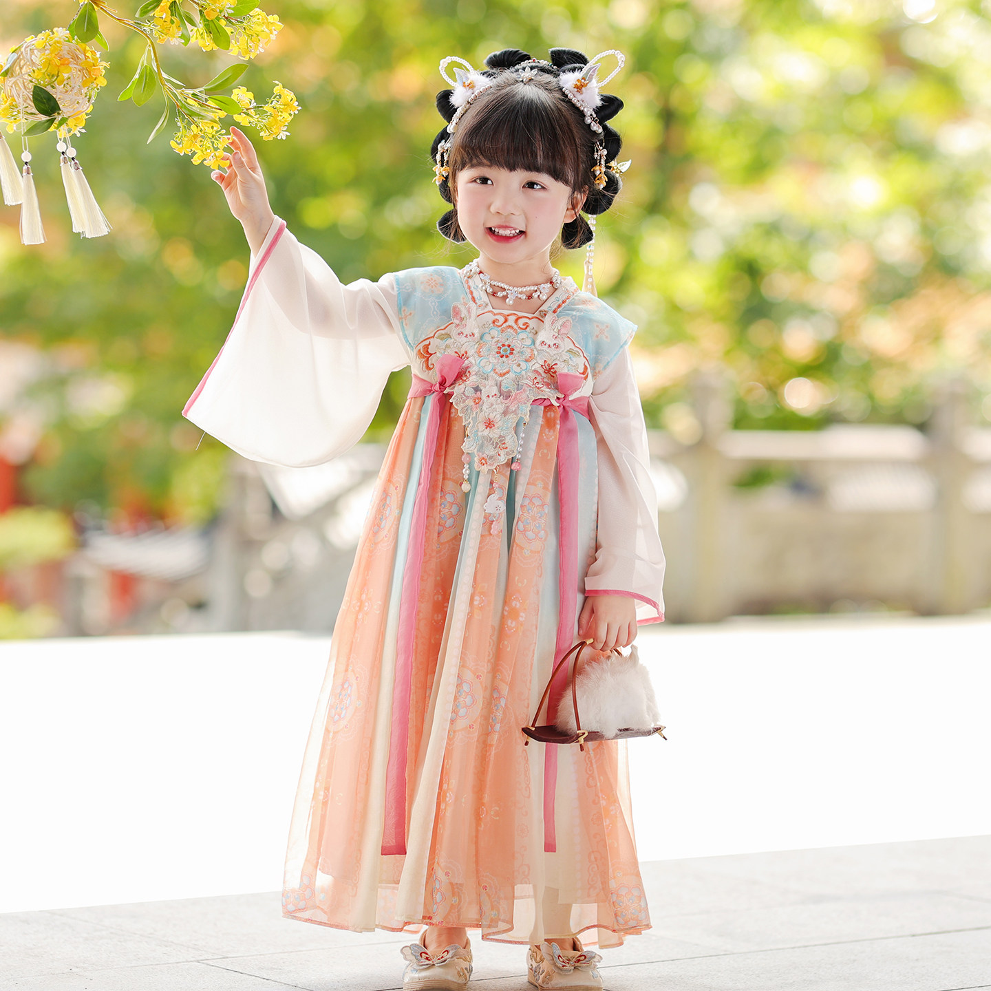 汉服女童2026秋款儿童高端仙气公主连衣裙女孩古风中秋表演襦裙