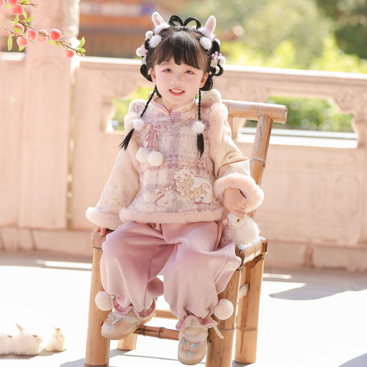 汉服女童2025冬款儿童新中式国风仙气可爱猫咪裤子套装两件套年服,童装/婴儿装/亲子装,汉服,淘宝优惠券,粉丝福利购,淘宝优惠卷