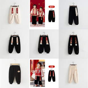 古月家【冬季断码清仓】男童汉服冬款加绒加厚保暖裤儿童外穿棉裤