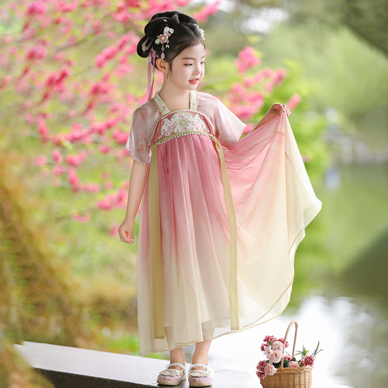 女童汉服夏款2025新款儿童古风飘逸公主连衣裙女孩国风古装表演服