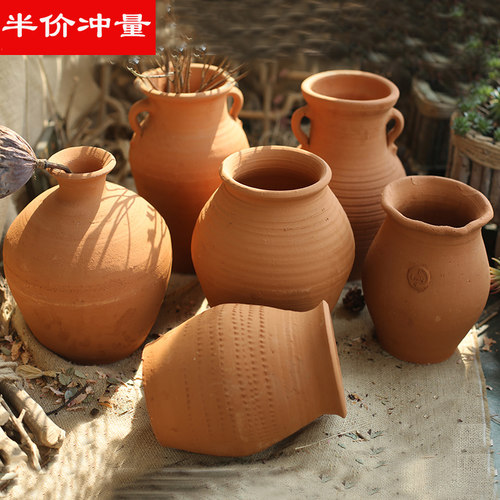 新中式禅意花盆粗陶摆件客厅
