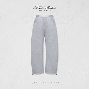 Toos.25AW 加绒秋冬重磅纯棉基础玩弯刀廓形卫裤长裤运动街头裤子