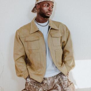 Toos.24AW 复古老钱风麂皮绒翻领短宽四袋夹克外套