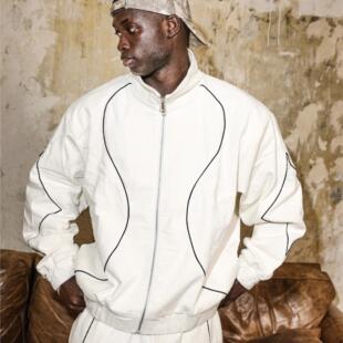 Toos.24AW 弧形几何线条结构半高领宽松灯芯绒夹克外套