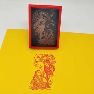 和-合二仙画像印章自动出油光敏印章吉祥题材大尺寸印章定制