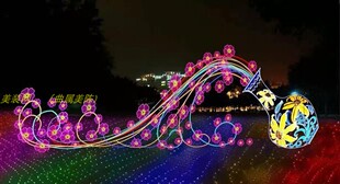 时光花瓶装饰灯光节夜里美陈商业街摆件发光道具仿真花堆头周年庆