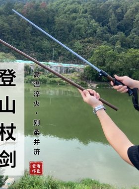 手杖刀登山杖刀户外爬山防身冷兵器一体龙骨唐横刀龙泉刀剑未开刃