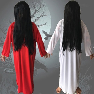 万圣节鬼屋装扮道具 白色红色恐怖吓人cos贞子女鬼成人男死神服装