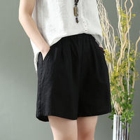 Clearance sale! Cotton and linen wide-leg shorts for women's summer, loose, large-sized, artistic and casual, thin linen 5-minute hot skirt thumbnail 5