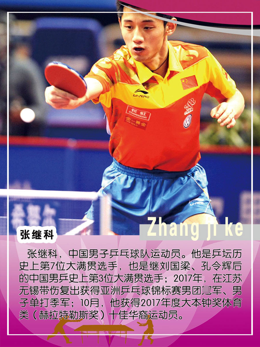 765海报印制展板喷绘写真墙贴1020乒乓球界运动员张继科简介挂图
