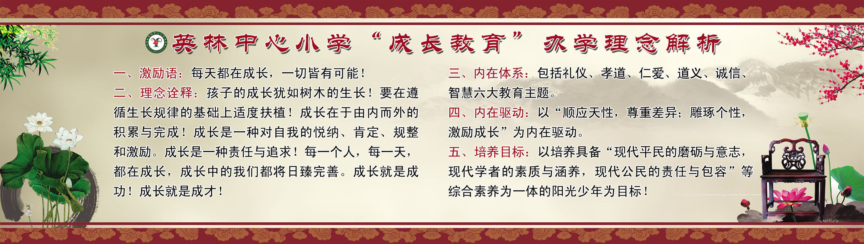 737贴纸海报展板喷绘素材556小学成长教育办学理念解析