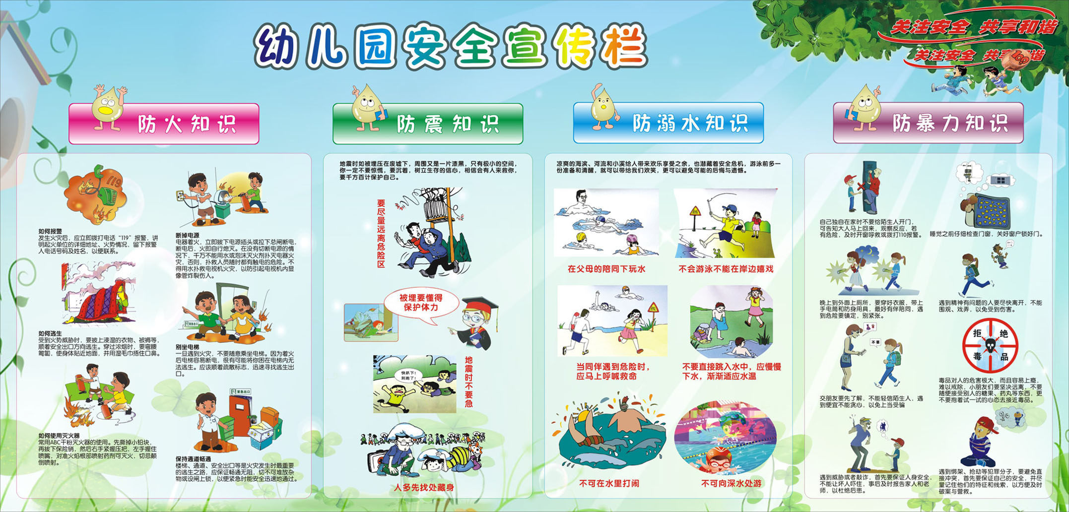 736画布海报展板喷绘素材贴纸511幼儿园安全知识宣传栏挂图片印制
