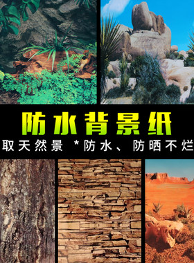 爬虫箱背景纸水族鱼缸PU背景板水龟缸造景乌龟缸贴画装饰粘水自贴