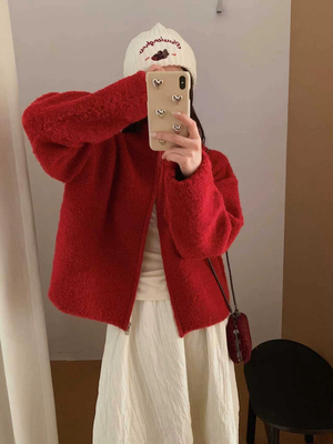 韩系穿搭针织开衫女秋冬季新款毛衣外套宽松慵懒风上衣