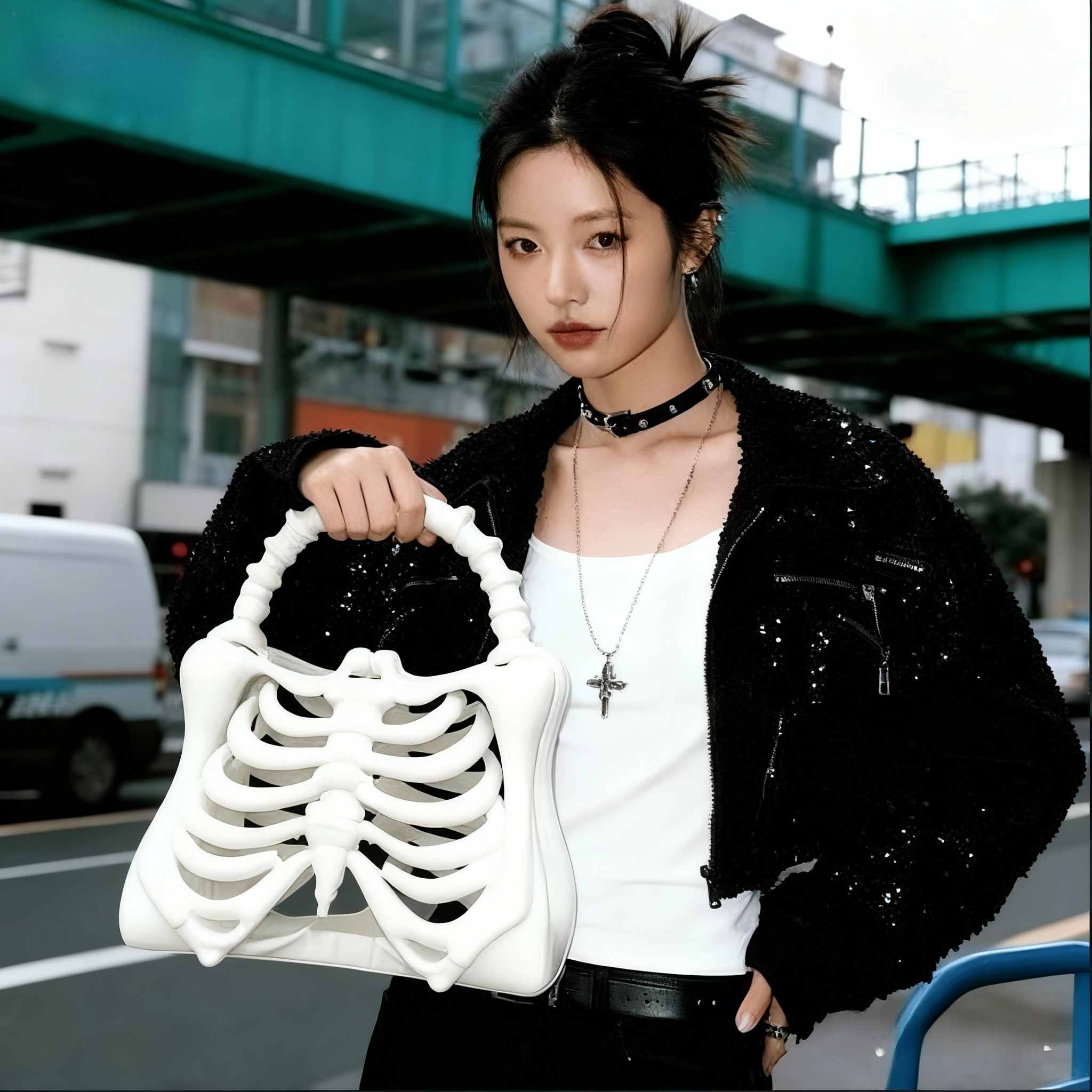 3D打印手提包骨骼镂空y2k装饰