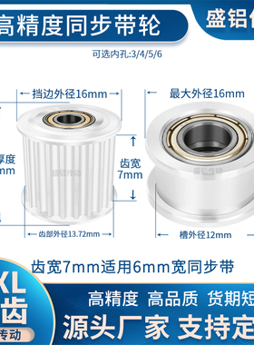 MXL22齿同步带轮涨紧面轴承齿宽7内孔34/5/6/8惰轮现货非标同步轮