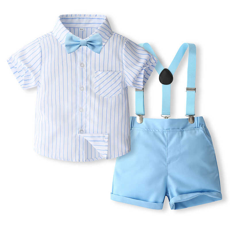 条纹两件套衬衫韩版夏季礼服西装