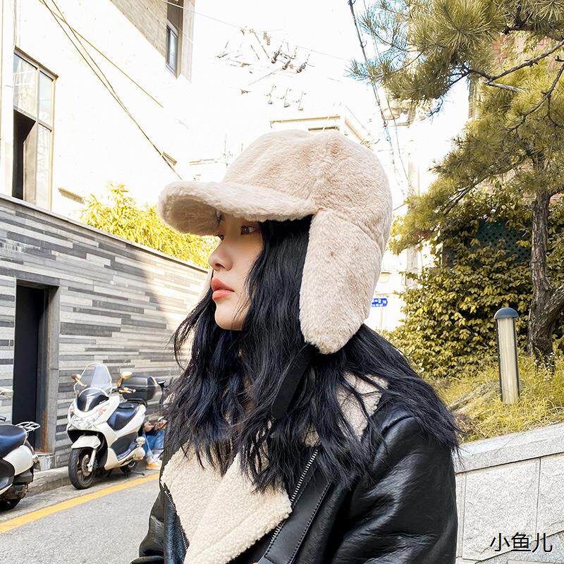 韩国ins羊羔毛加绒护耳帽防寒